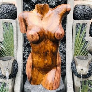 XL Hand Carved Suar Wood Female Torso Nude